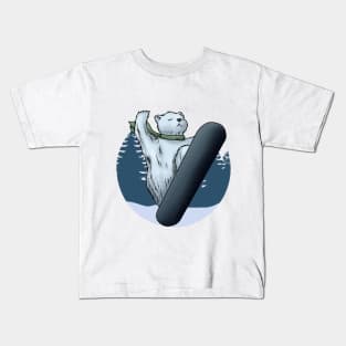 Polar bear as Snowboarder with Snowboard Kids T-Shirt